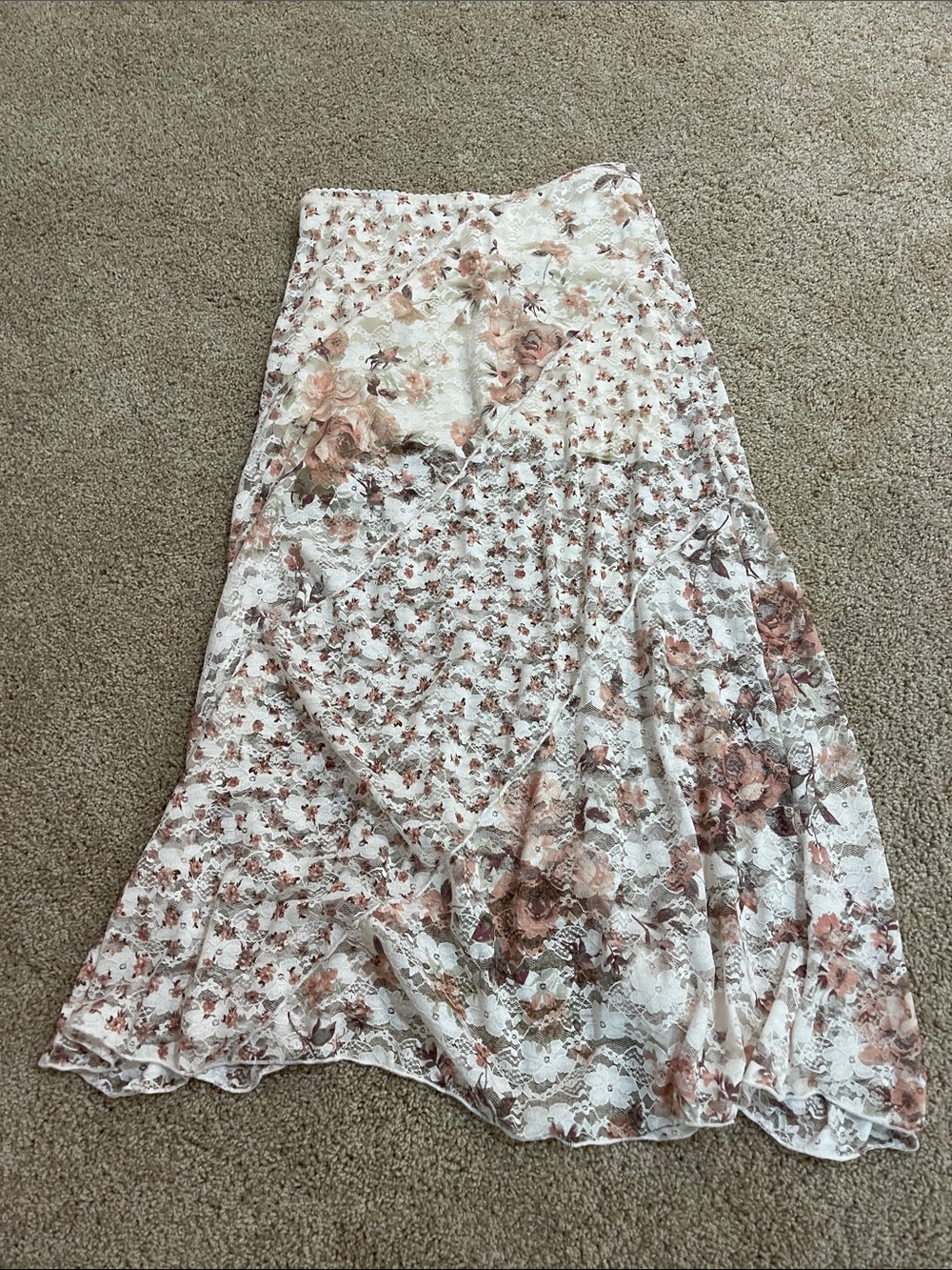 Altar'd State Cream Floral Maxi Skirt